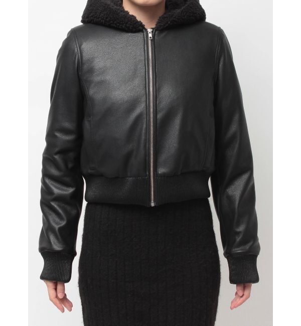 GYDA「Hoodie Fake Leatherコート」|ブルゾン・スタジャン|