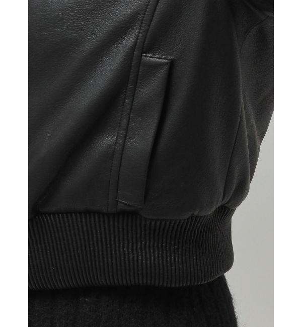 GYDA「Hoodie Fake Leatherコート」|ブルゾン・スタジャン|