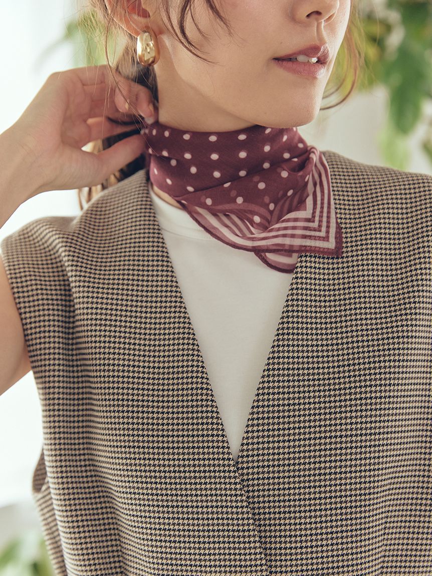 Mila Owen「ドット柄ラインスカーフ」|バンダナ・スカーフ|