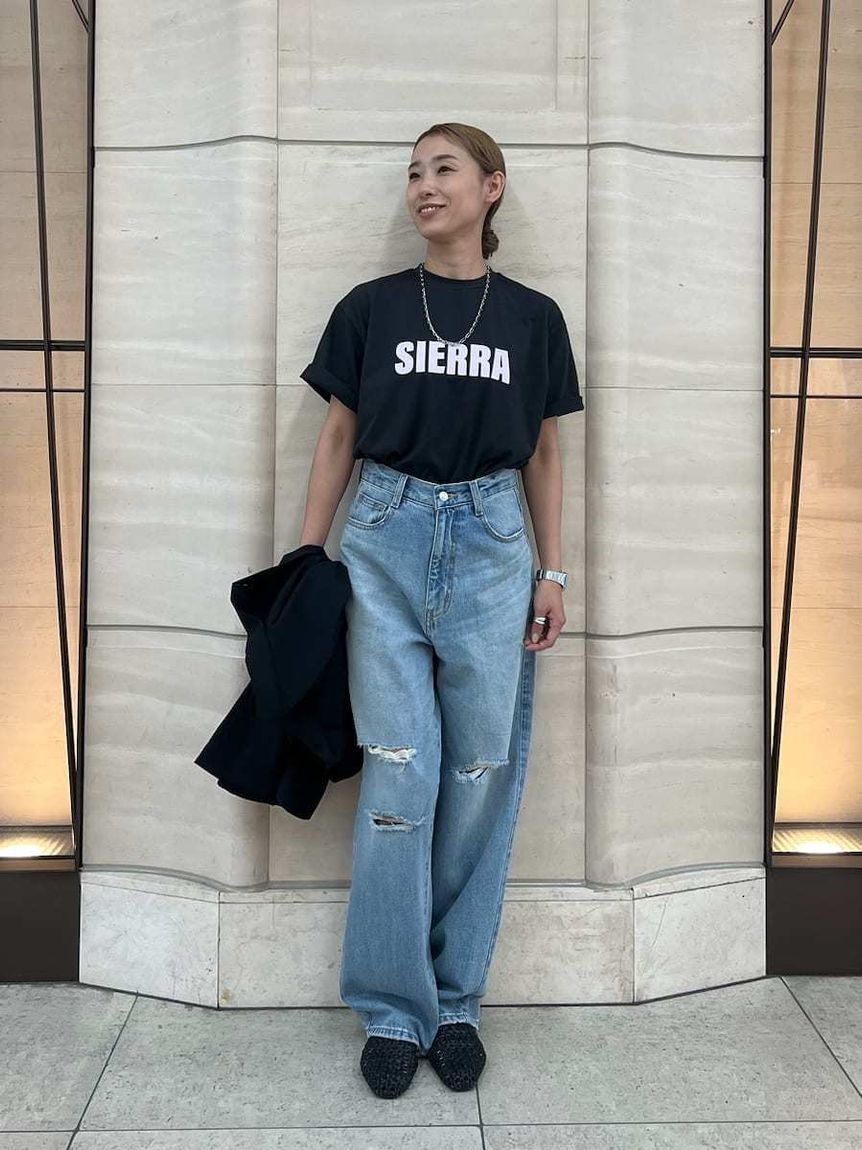 Mila Owen「ダメージ加工ルーズストレートデニムパンツ」|デニム|LBLU