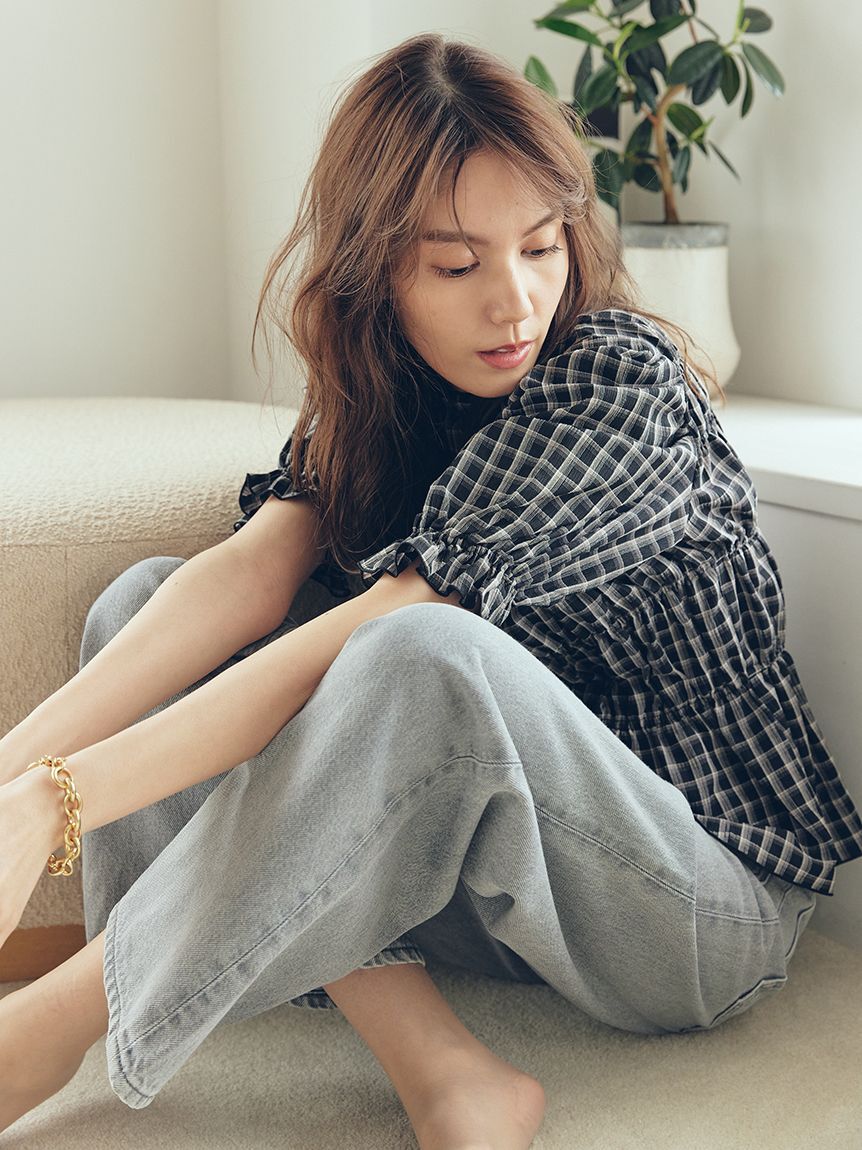 Mila Owen「シャーリングペプラムフリルブラウス」|シャツ・ブラウス|