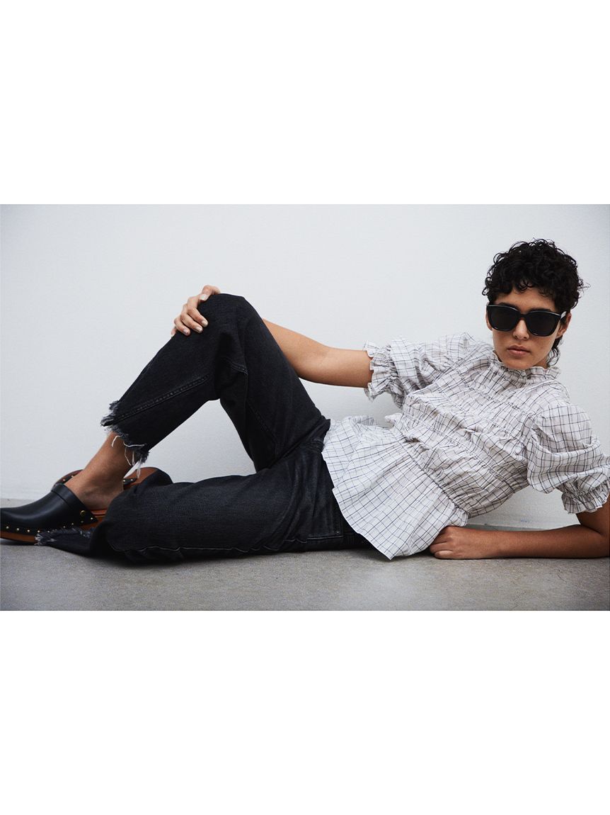 Mila Owen「シャーリングペプラムフリルブラウス」|シャツ・ブラウス|