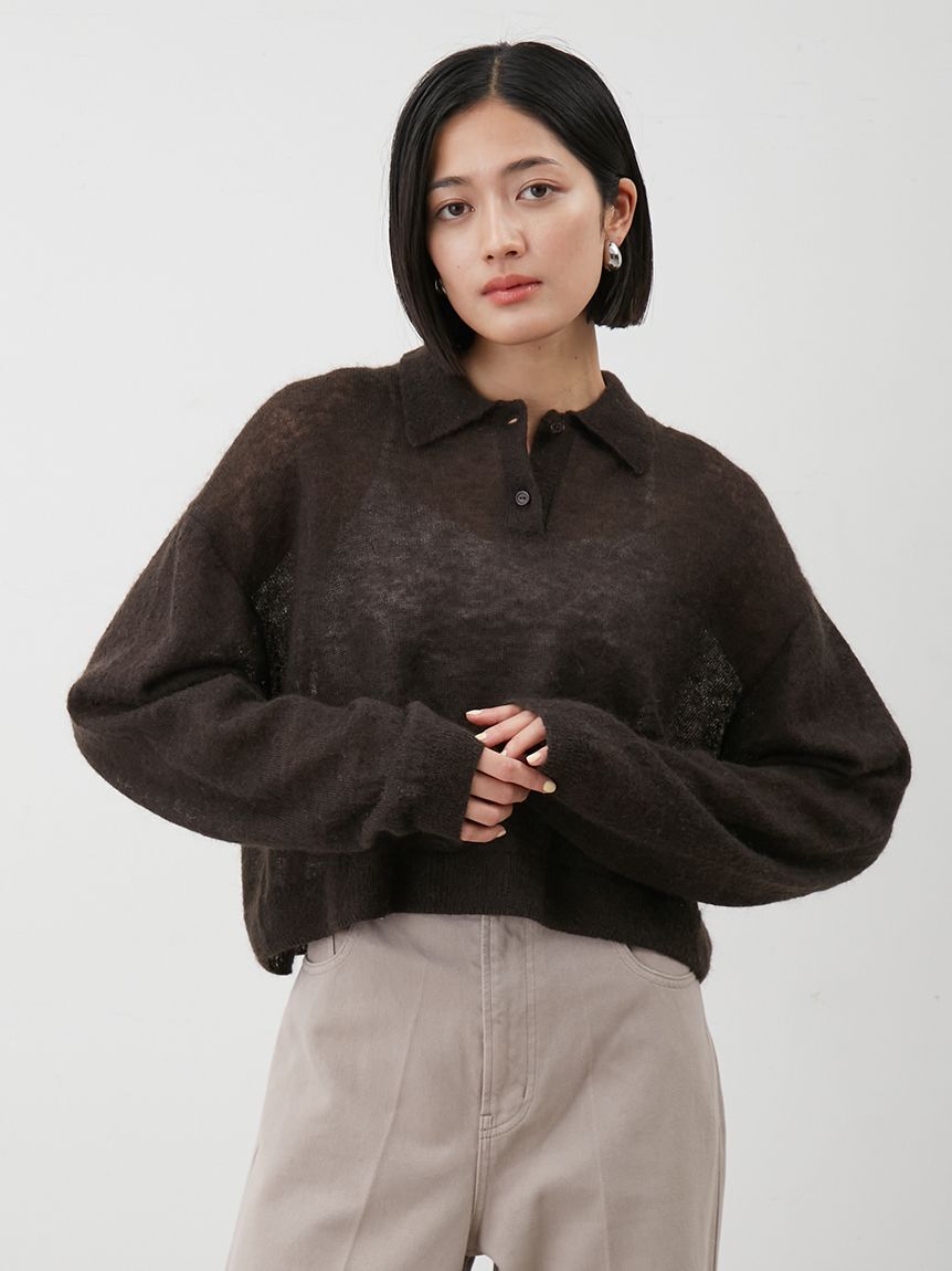Mila Owen「モヘア混シアーポロニットプルオーバー」|ニット・セーター|