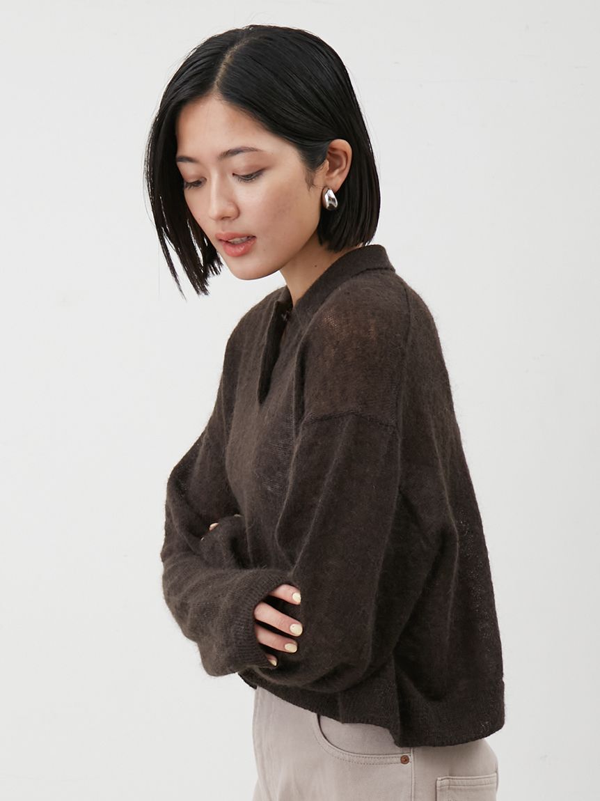 Mila Owen「モヘア混シアーポロニットプルオーバー」|ニット・セーター|