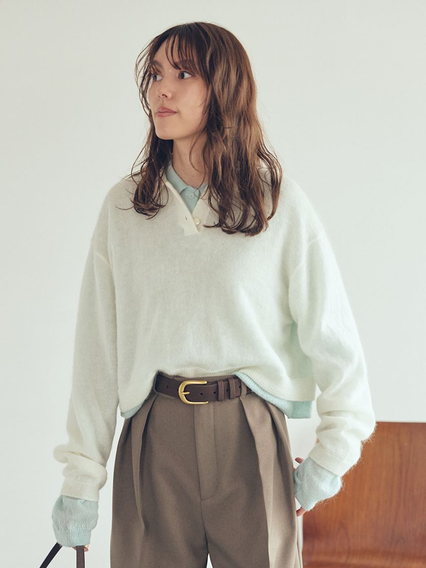 Mila Owen「モヘア混シアーポロニットプルオーバー」|ニット・セーター|