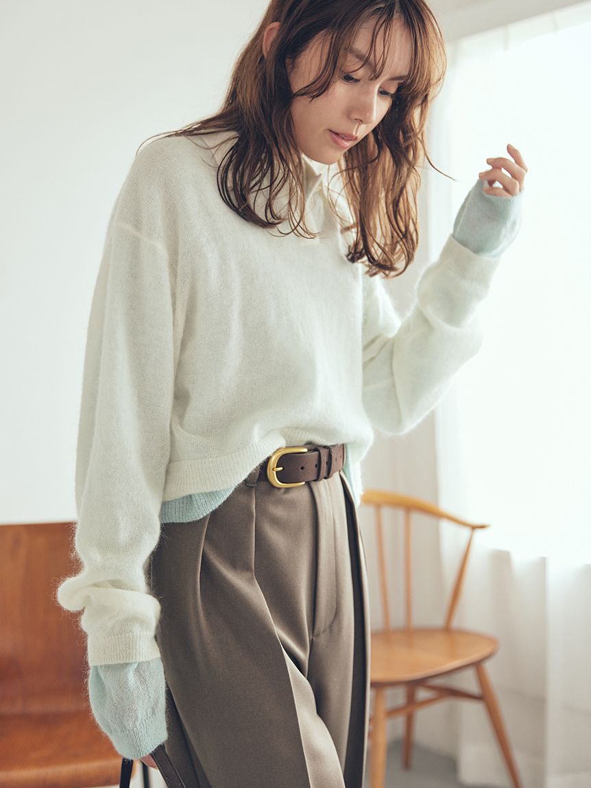 Mila Owen「モヘア混シアーポロニットプルオーバー」|ニット・セーター|