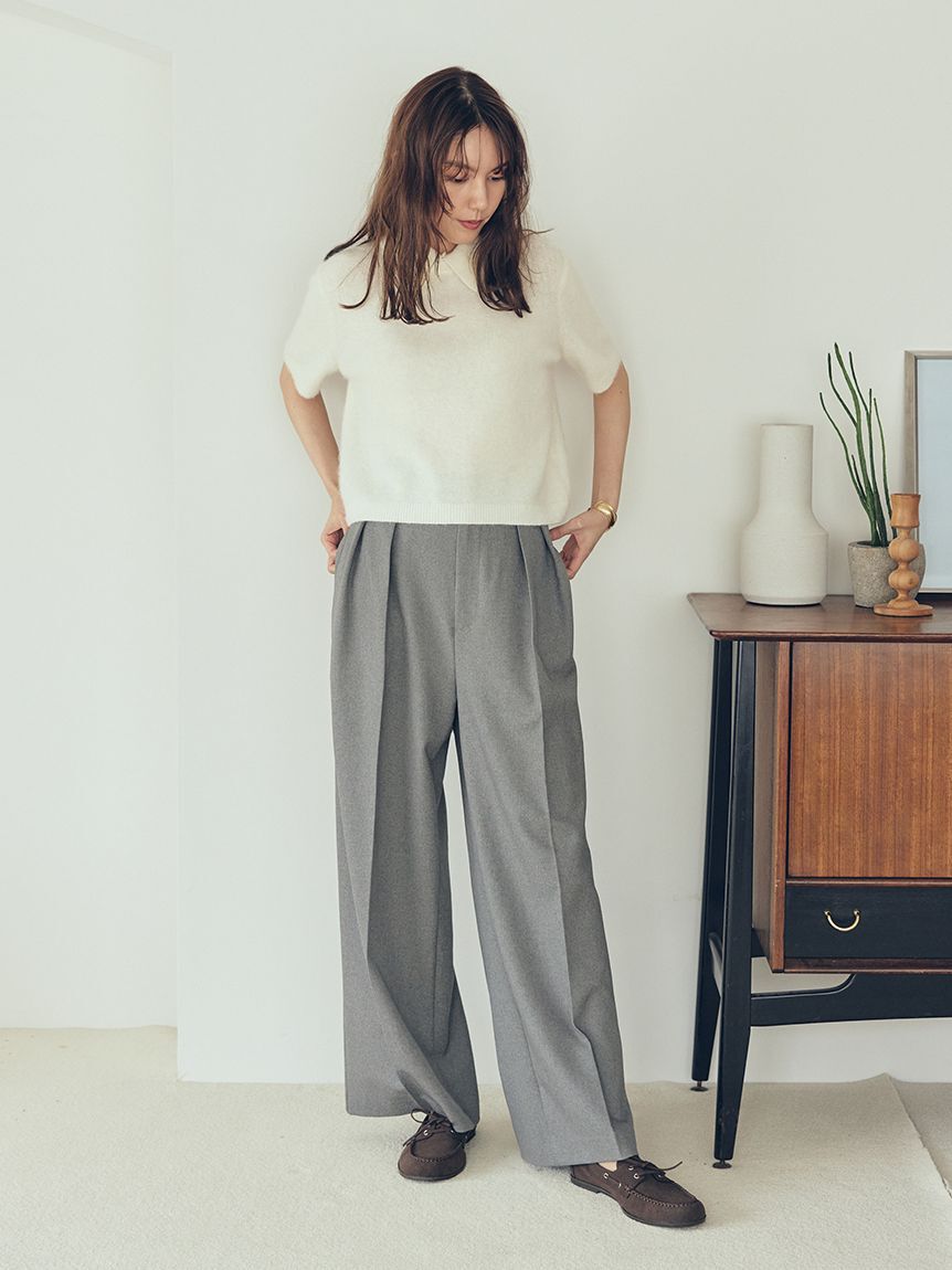 Mila Owen「ポロ衿クロップド丈モヘアニットトップス」|ニット・セーター|