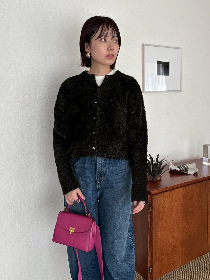 Mila Owen「クルーネックシャギーニットカーデ」|カーディガン|