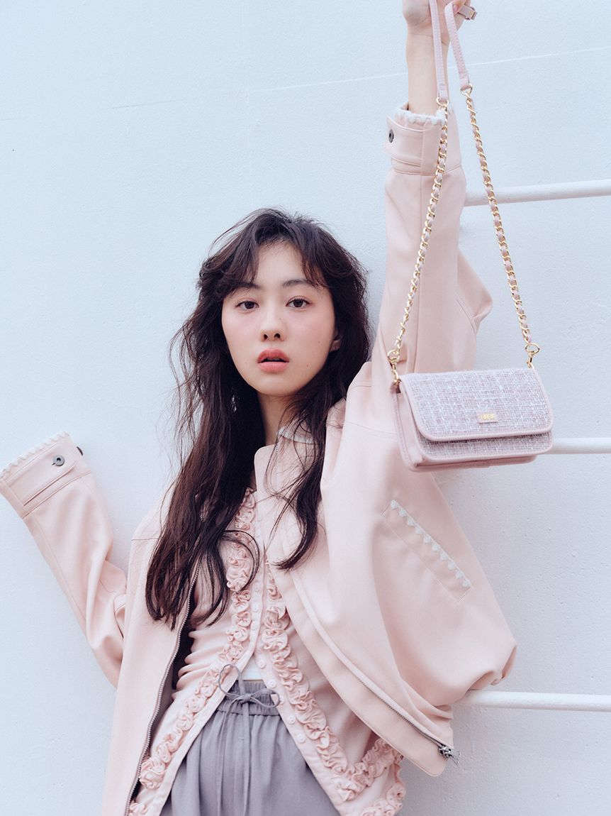 FURFUR「トリミング刺繍レザーライクブルゾン」|ブルゾン・スタジャン|PNK