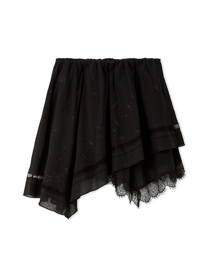 FURFUR「ハンカチ刺繍スカショーパン」|キュロット|BLK