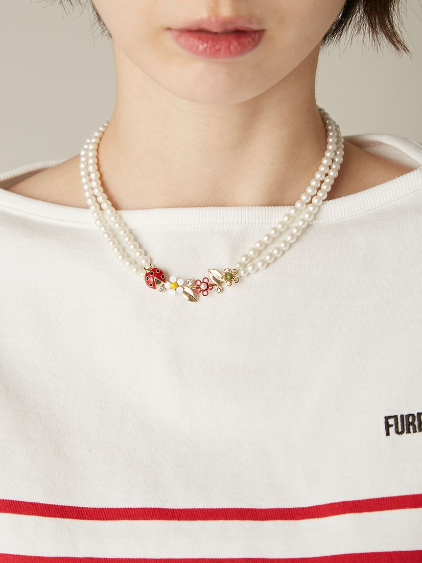 FURFUR「フラワーモチーフパールネックレス」|ネックレス|