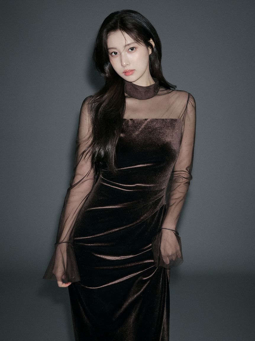 SNIDEL シアードッキングベロアドレス【カンヘウォン着用】BRW・1 シアードッキングベロアドレス【カンヘウォン着用】（SNIDEL）｜ルミネ