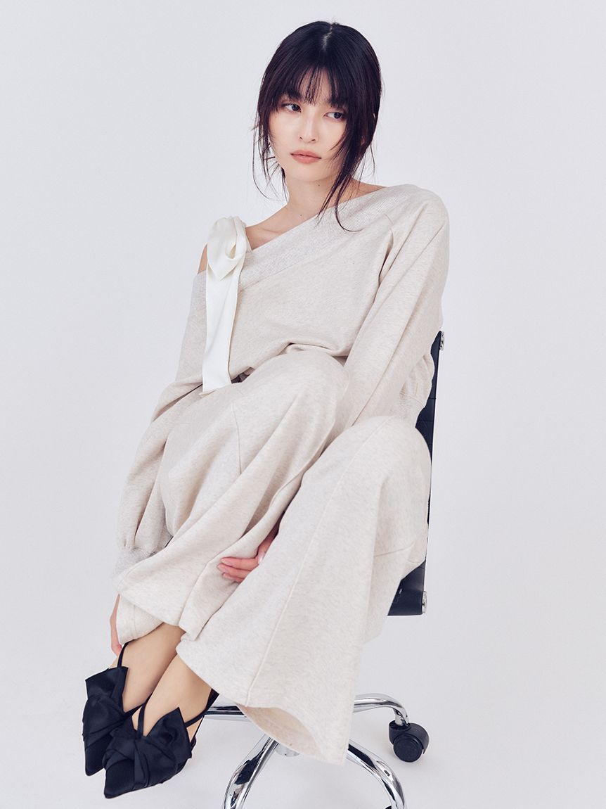 FRAY I.D「ウエストベロアリボンスウェットパンツ」|チノ|