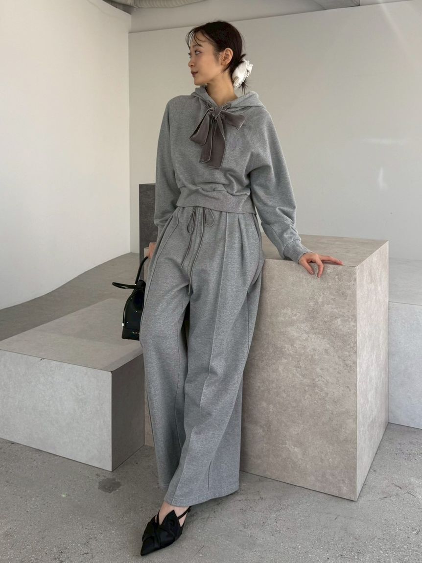 FRAY I.D「ウエストベロアリボンスウェットパンツ」|チノ|