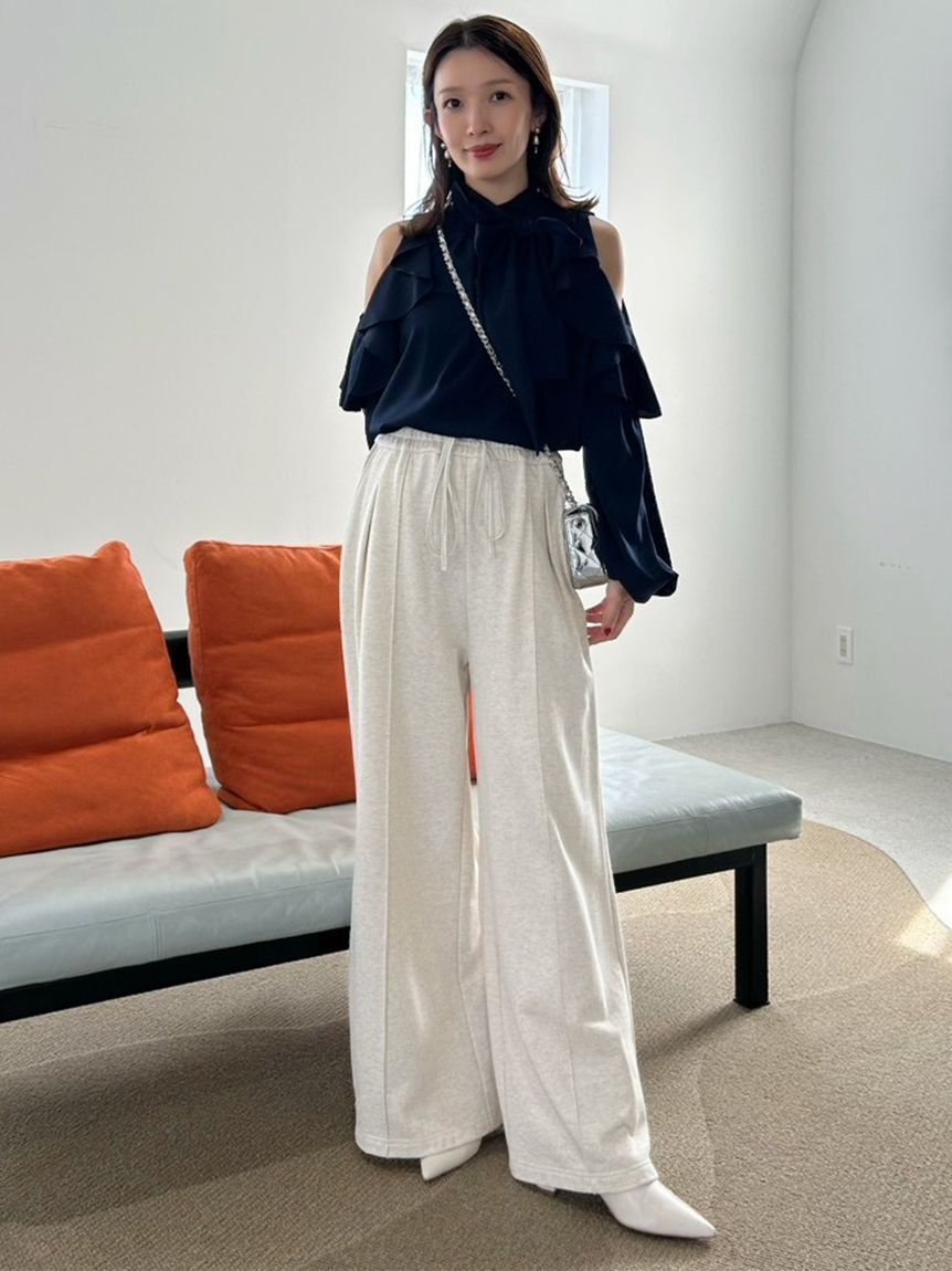 FRAY I.D「ウエストベロアリボンスウェットパンツ」|チノ|