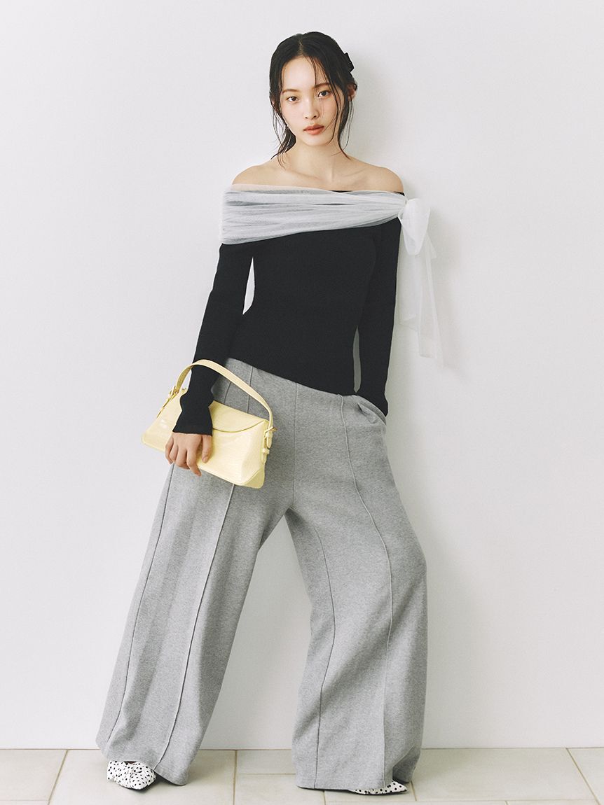 FRAY I.D「ウエストベロアリボンスウェットパンツ」|チノ|