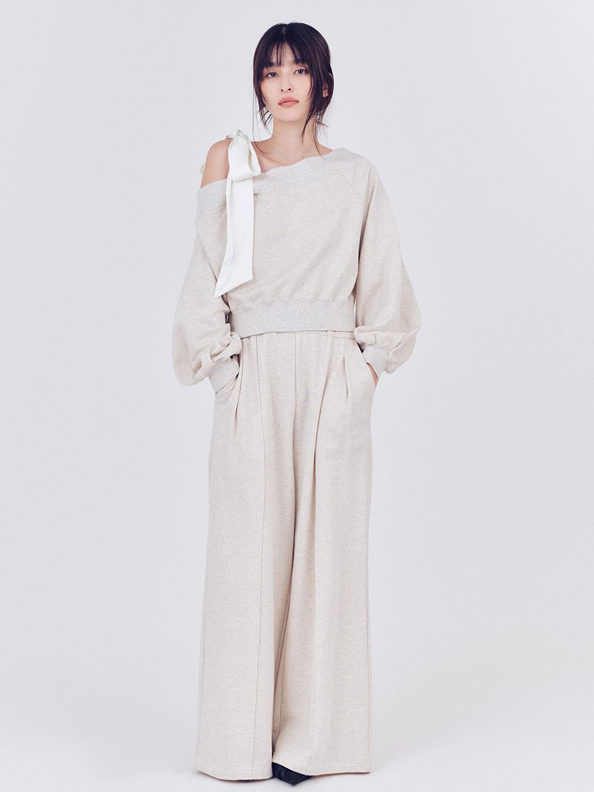 FRAY I.D「ウエストベロアリボンスウェットパンツ」|チノ|OATMEAL