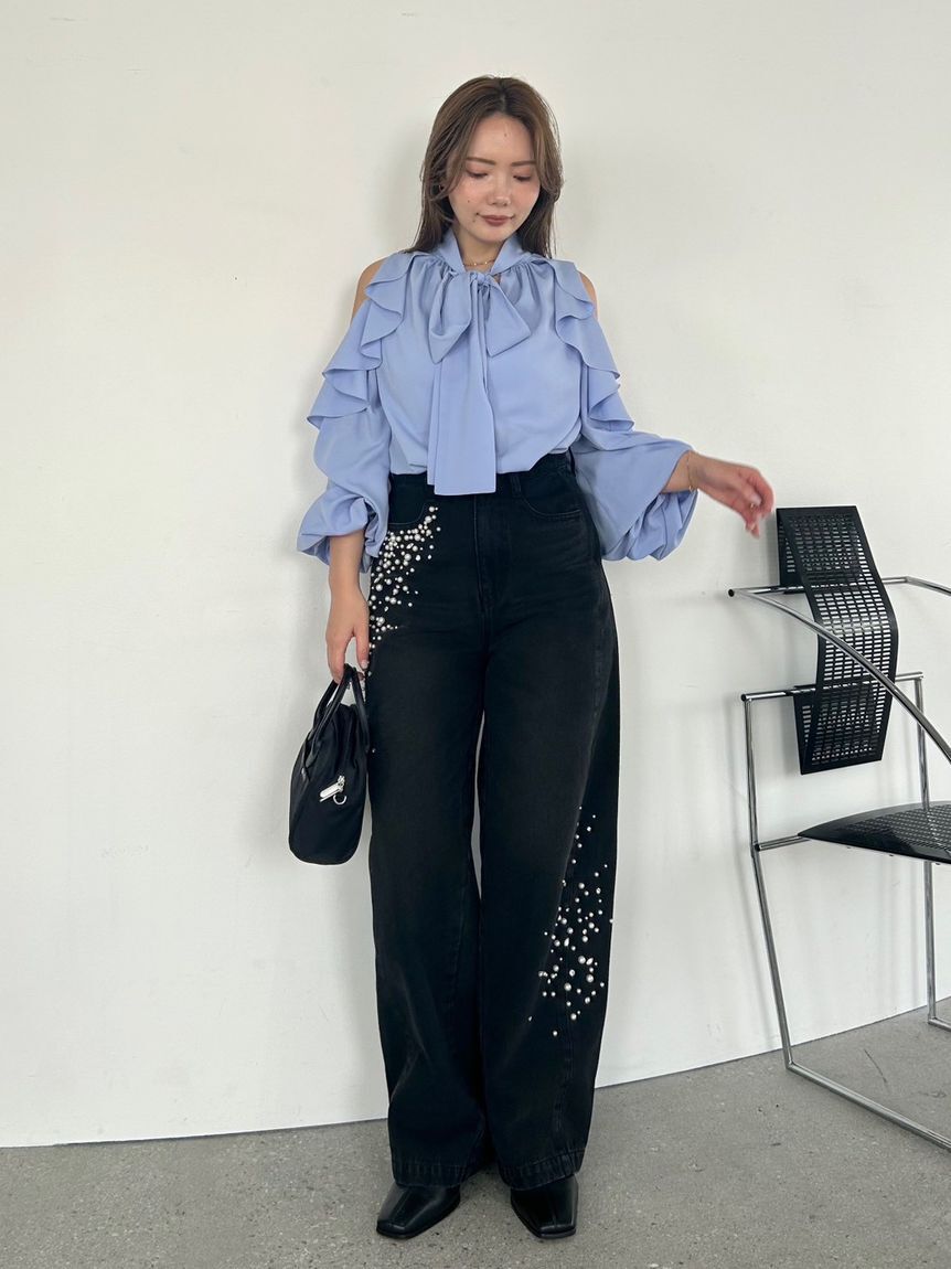 FRAY I.D「【限定カラー】2wayショルダーフリルボウタイブラウス」|シャツ・ブラウス|