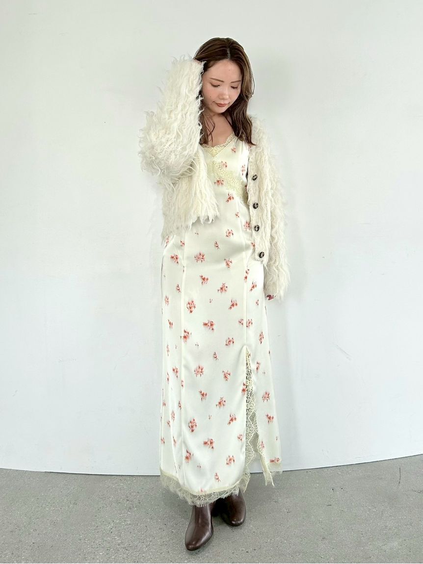 FRAY I.D「【限定カラー】レーストリムキャミワンピース」|ワンピース|