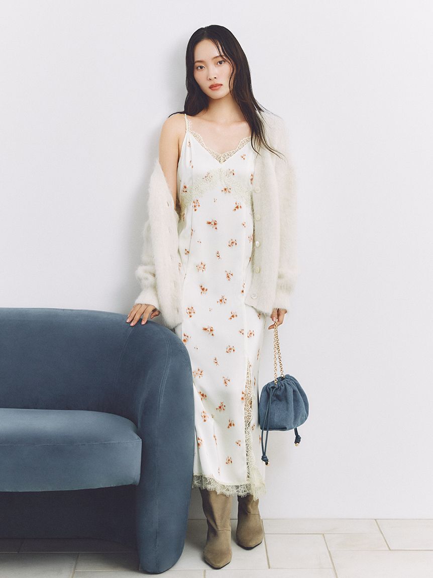 FRAY I.D「【限定カラー】レーストリムキャミワンピース」|ワンピース|