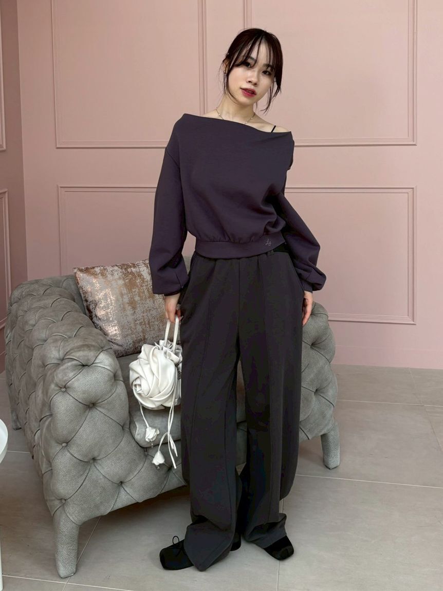 LILY BROWN「【WEB限定カラー】ドレープオフショルボンディングスウェット」|スウェット・ジャージ|