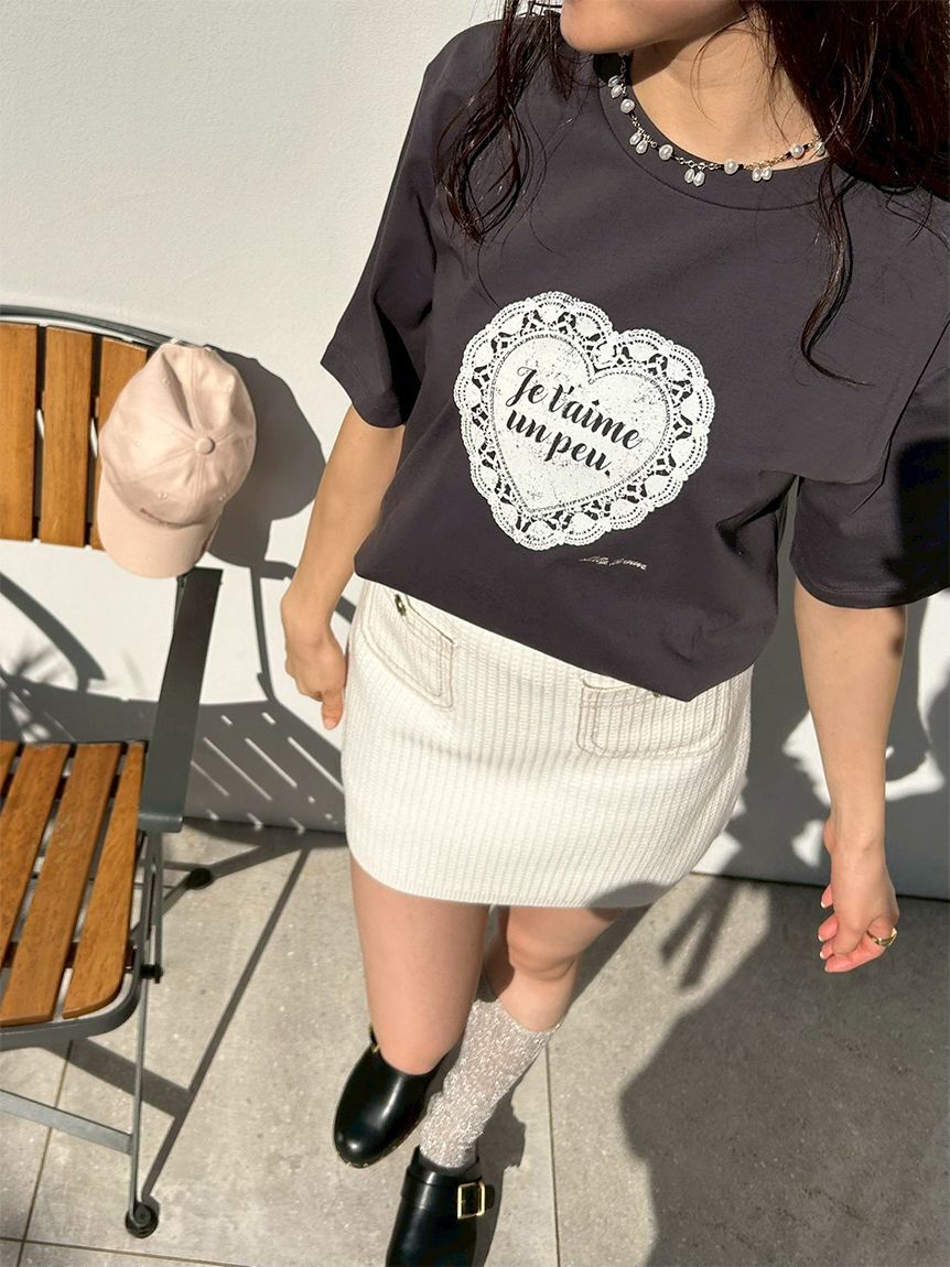 LILY BROWN「ハートモチーフプリントTシャツ」|Tシャツ・カットソー|