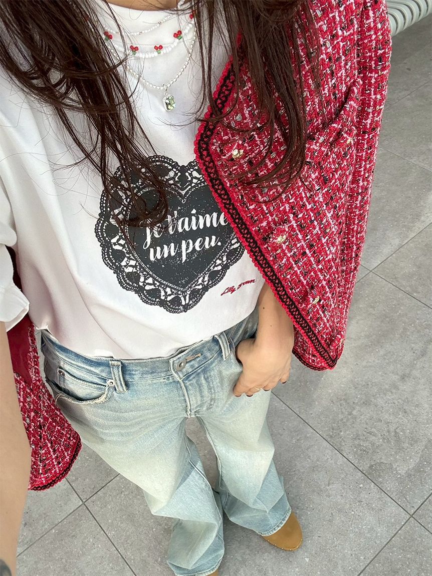 LILY BROWN「ハートモチーフプリントTシャツ」|Tシャツ・カットソー|