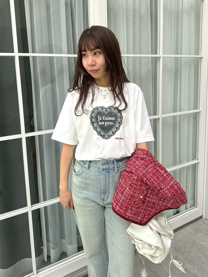 LILY BROWN「ハートモチーフプリントTシャツ」|Tシャツ・カットソー|