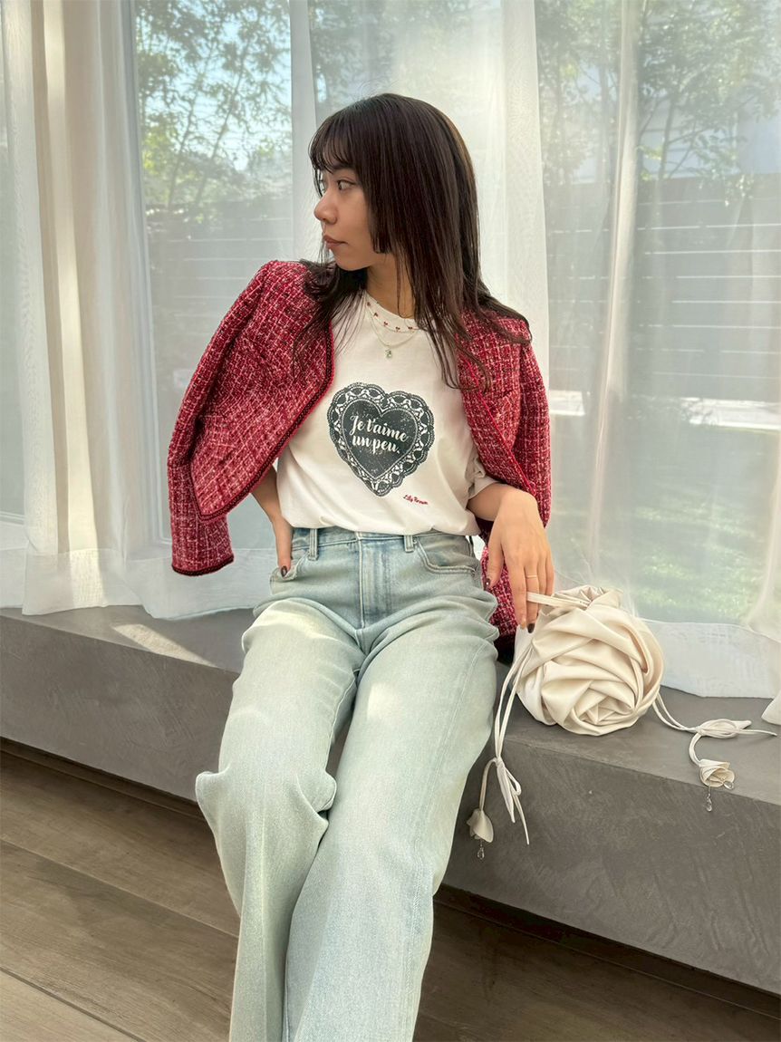 LILY BROWN「ハートモチーフプリントTシャツ」|Tシャツ・カットソー|