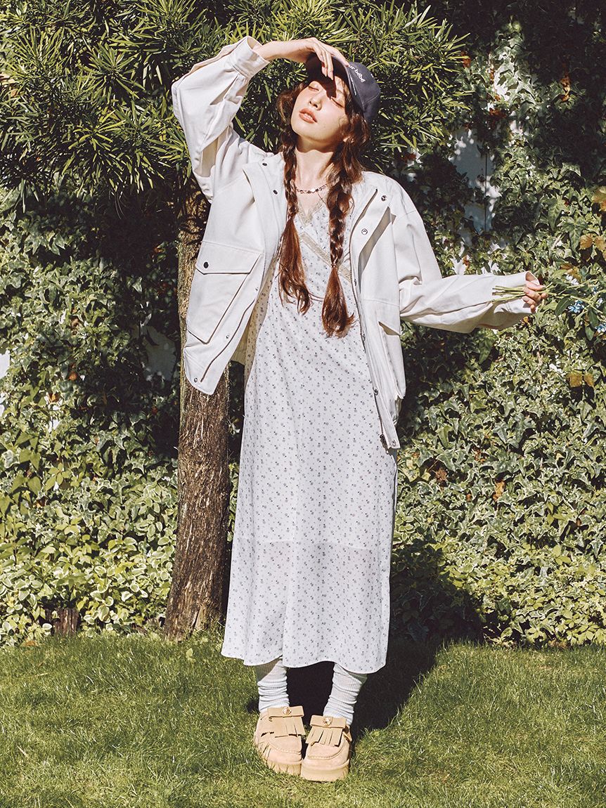 LILY BROWN「ロマンティックレーストリムプリントワンピース」|ワンピース|