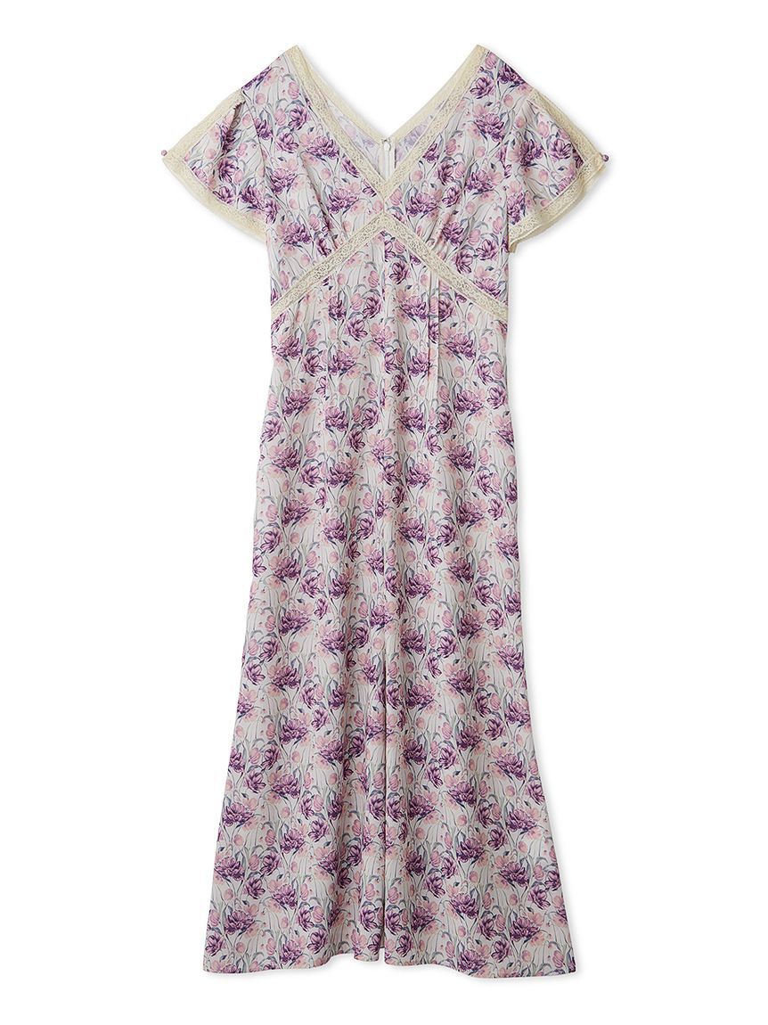 LILY BROWN「ロマンティックレーストリムプリントワンピース」|ワンピース|