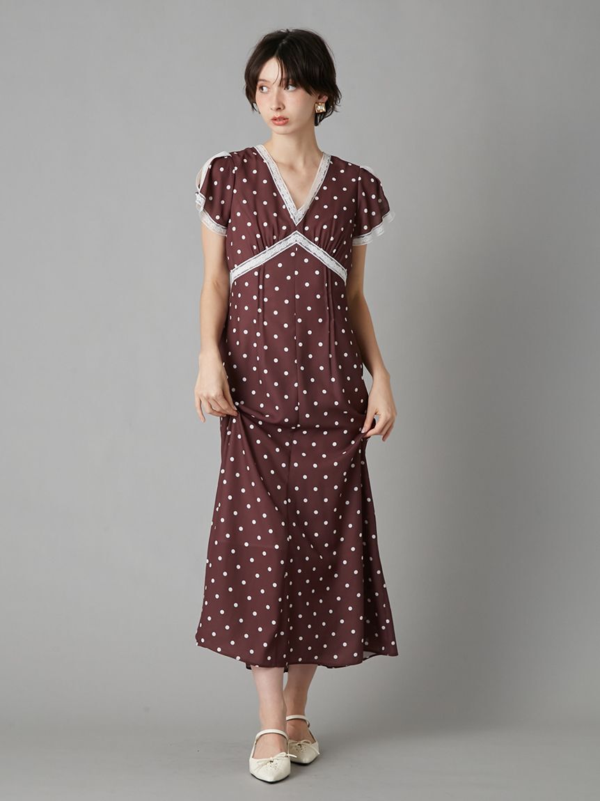 LILY BROWN「ロマンティックレーストリムプリントワンピース」|ワンピース|