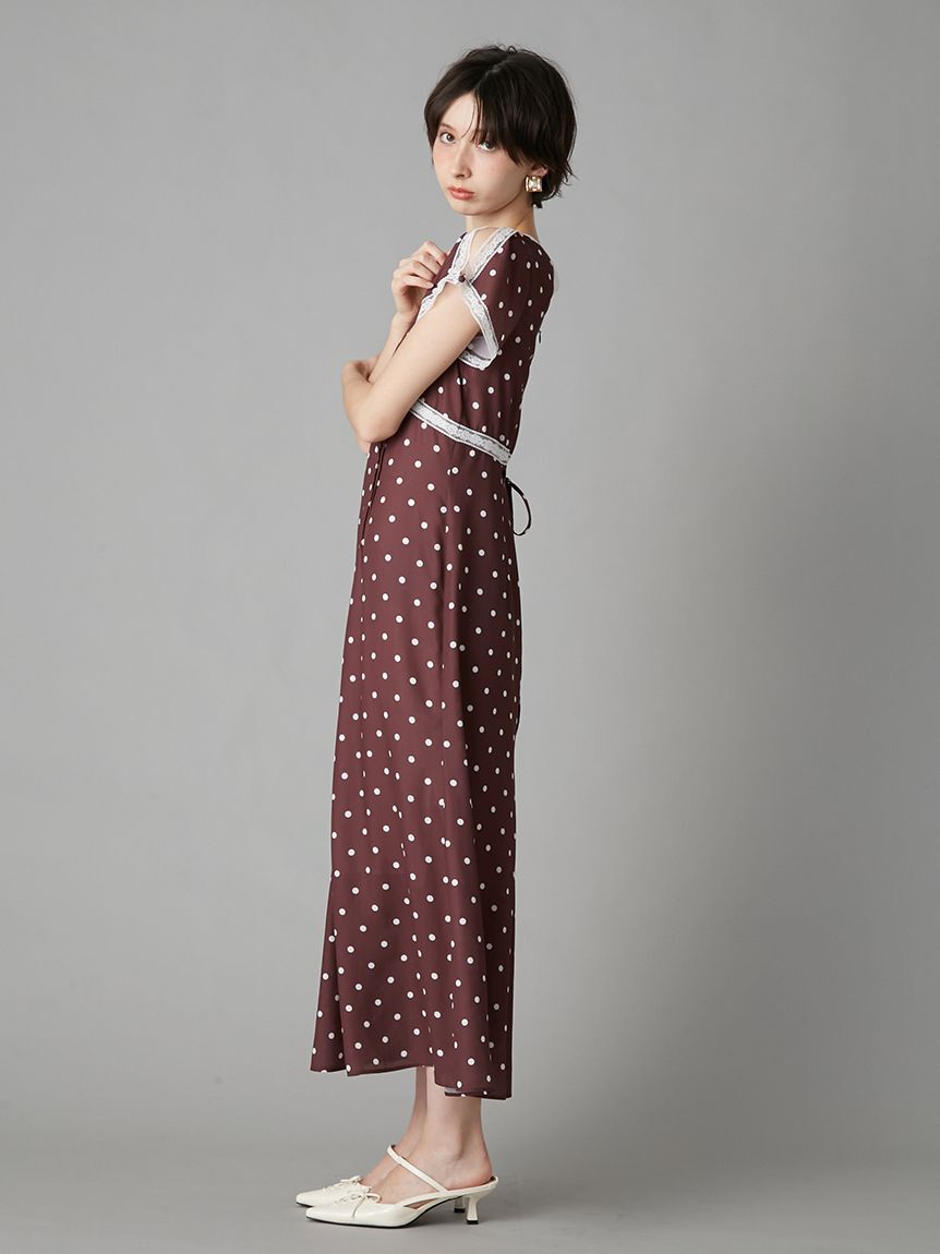 LILY BROWN「ロマンティックレーストリムプリントワンピース」|ワンピース|