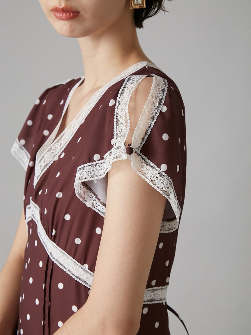 LILY BROWN「ロマンティックレーストリムプリントワンピース」|ワンピース|