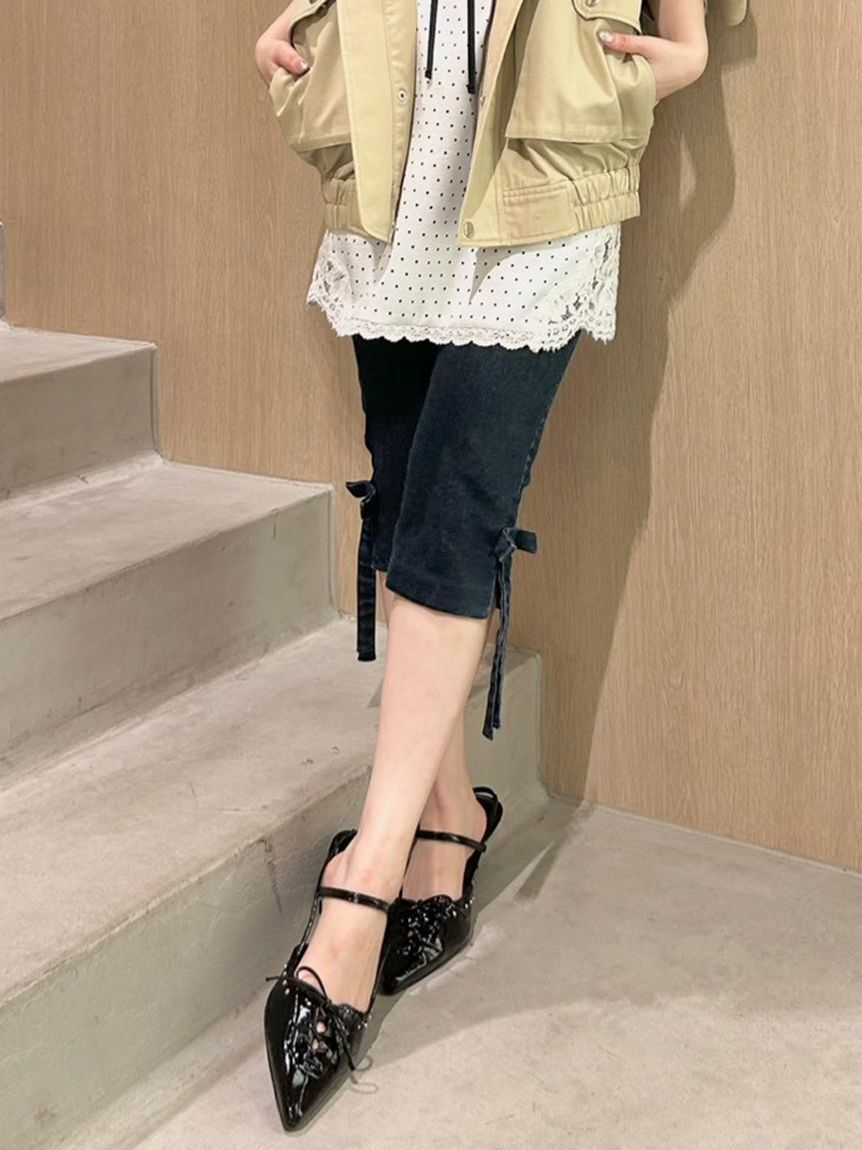 LILY BROWN「サイドリボンカプリパンツ」|その他|BLK