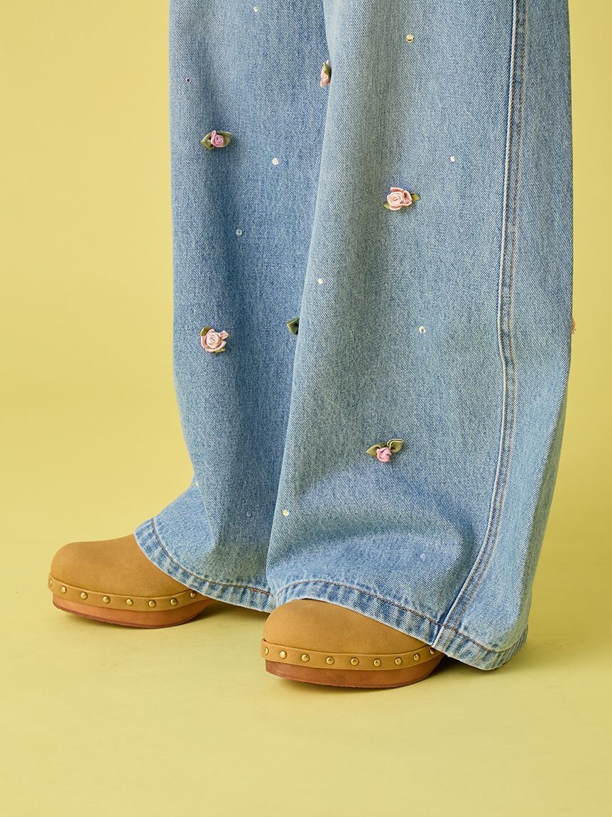 LILY BROWN「【WEB限定00サイズ】[L.B CANDY STOCK]バリエーションビジューデニムパンツ」|デニム|