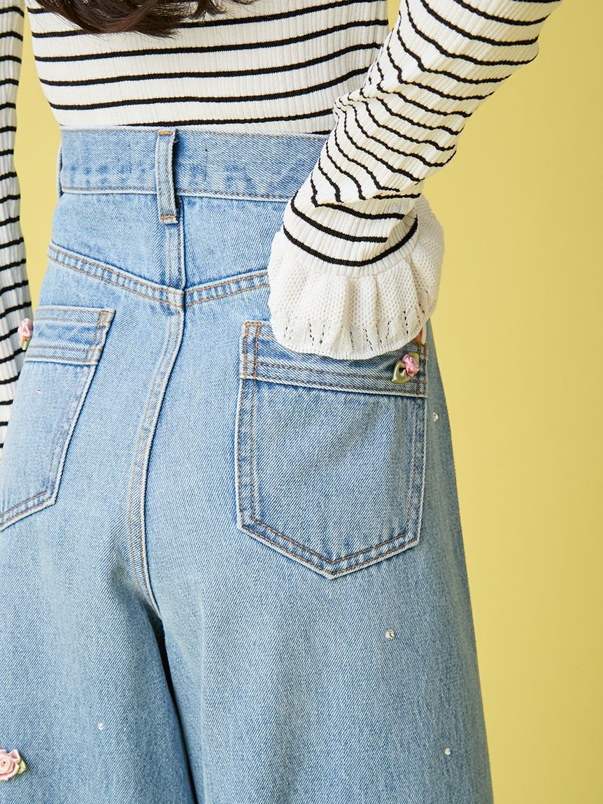 LILY BROWN「【WEB限定00サイズ】[L.B CANDY STOCK]バリエーションビジューデニムパンツ」|デニム|