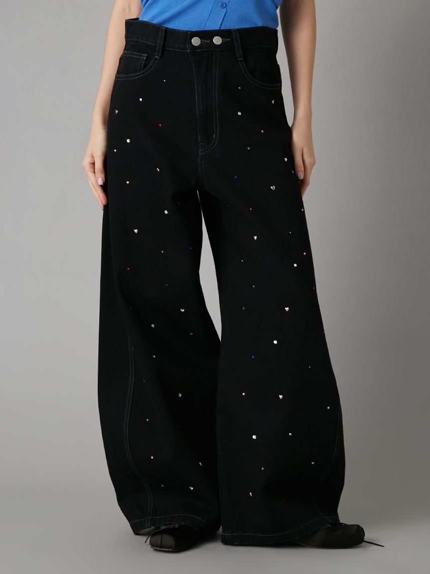 LILY BROWN「【WEB限定00サイズ】[L.B CANDY STOCK]バリエーションビジューデニムパンツ」|デニム|