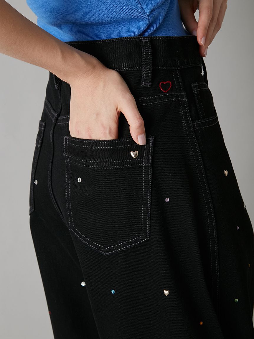 LILY BROWN「【WEB限定00サイズ】[L.B CANDY STOCK]バリエーションビジューデニムパンツ」|デニム|