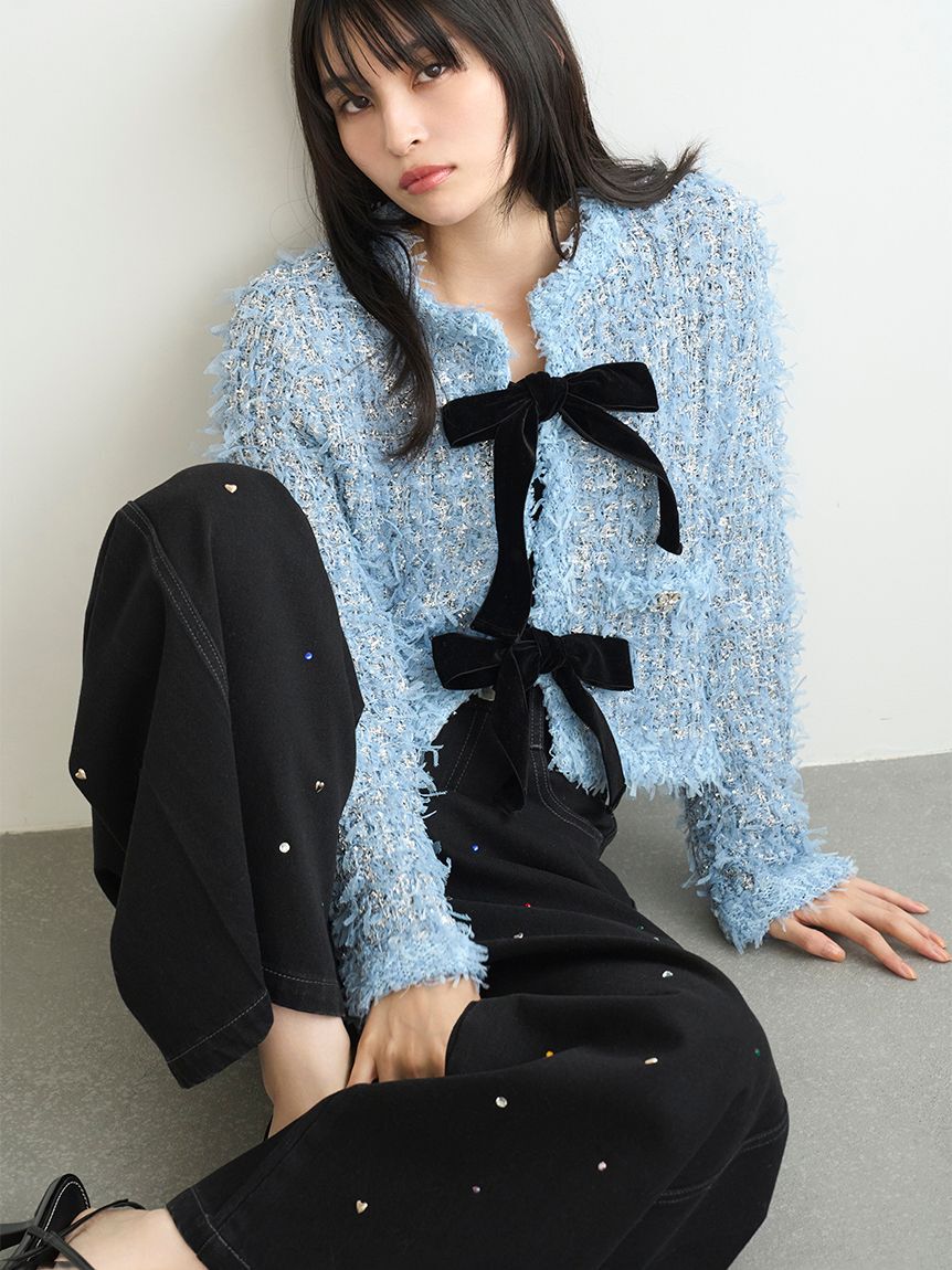 LILY BROWN「【WEB限定00サイズ】[L.B CANDY STOCK]バリエーションビジューデニムパンツ」|デニム|