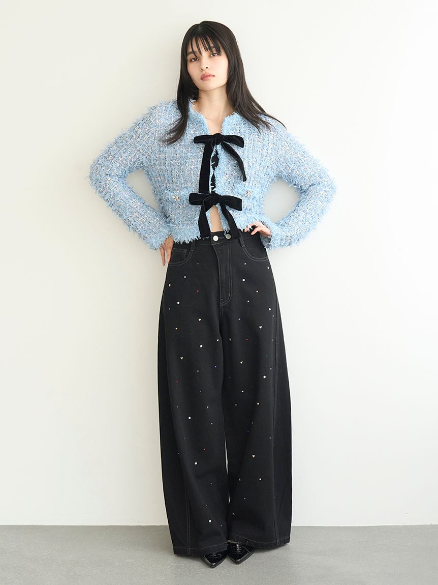 LILY BROWN「【WEB限定00サイズ】[L.B CANDY STOCK]バリエーションビジューデニムパンツ」|デニム|