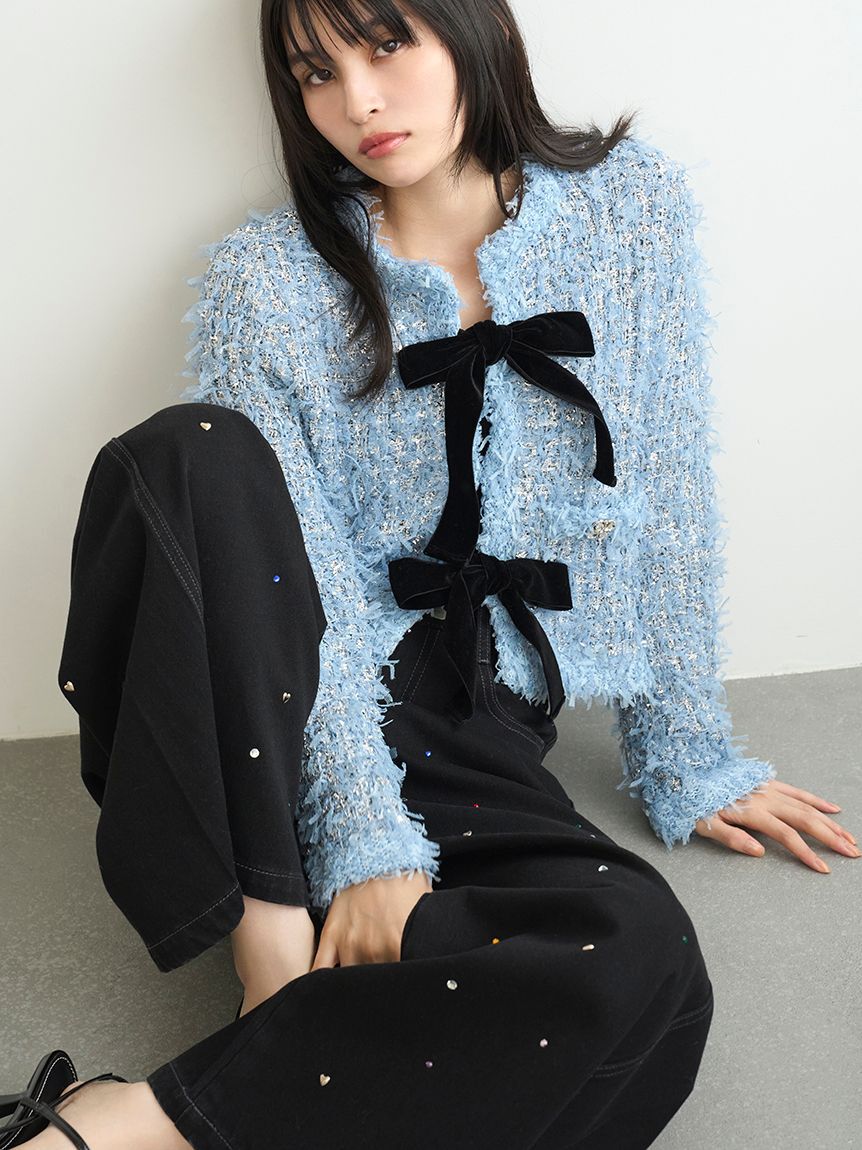 LILY BROWN「【WEB限定00サイズ】[L.B CANDY STOCK]バリエーションビジューデニムパンツ」|デニム|