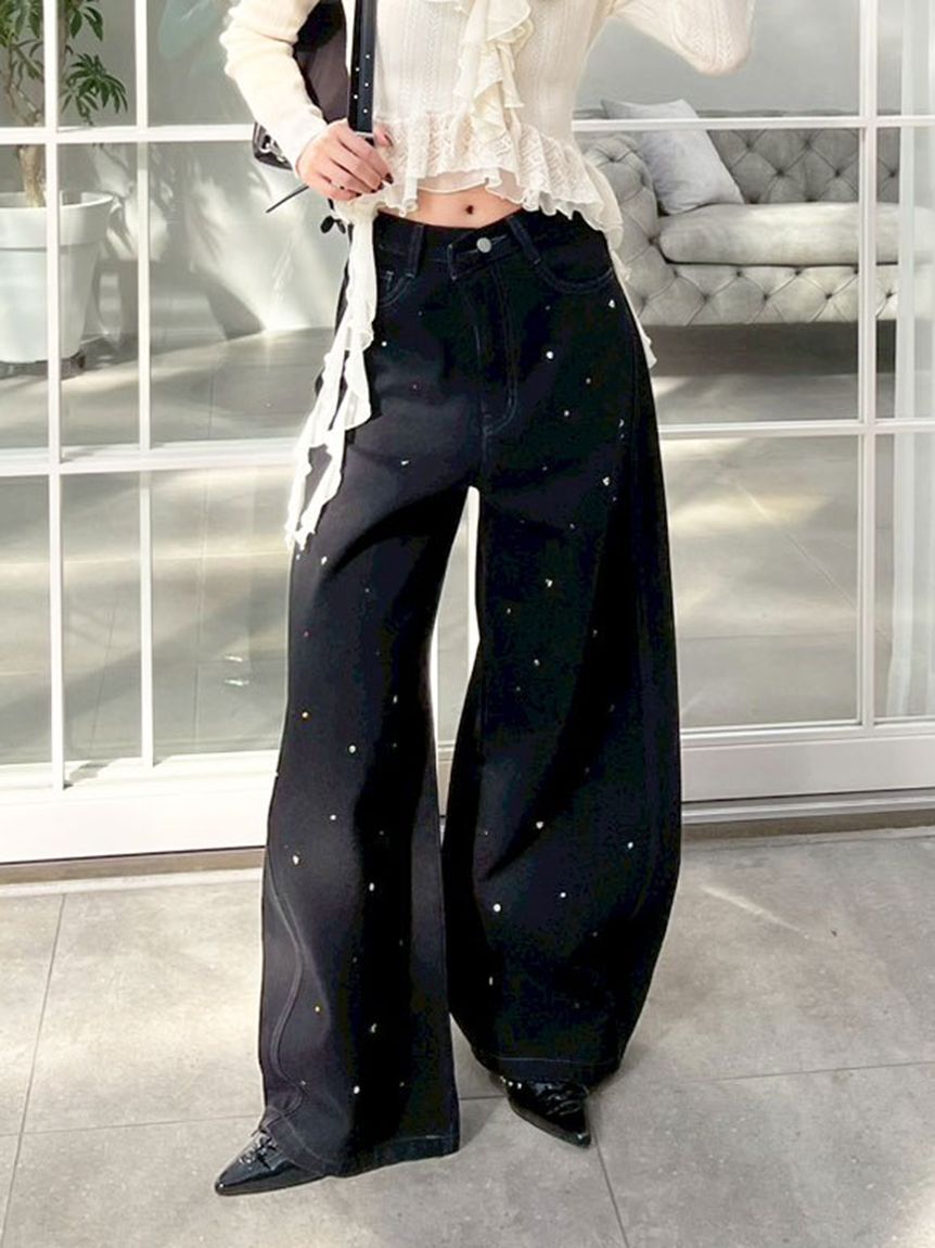 LILY BROWN「【WEB限定00サイズ】[L.B CANDY STOCK]バリエーションビジューデニムパンツ」|デニム|