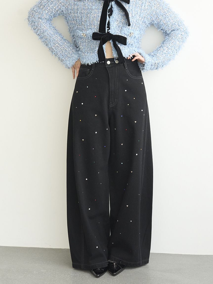 LILY BROWN「【WEB限定00サイズ】[L.B CANDY STOCK]バリエーションビジューデニムパンツ」|デニム|