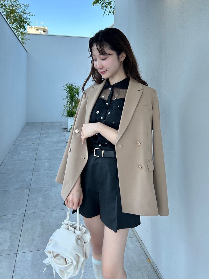 LILY BROWN「[L.B CANDY STOCK]ラウンドカラービジューブラウス」|シャツ・ブラウス|