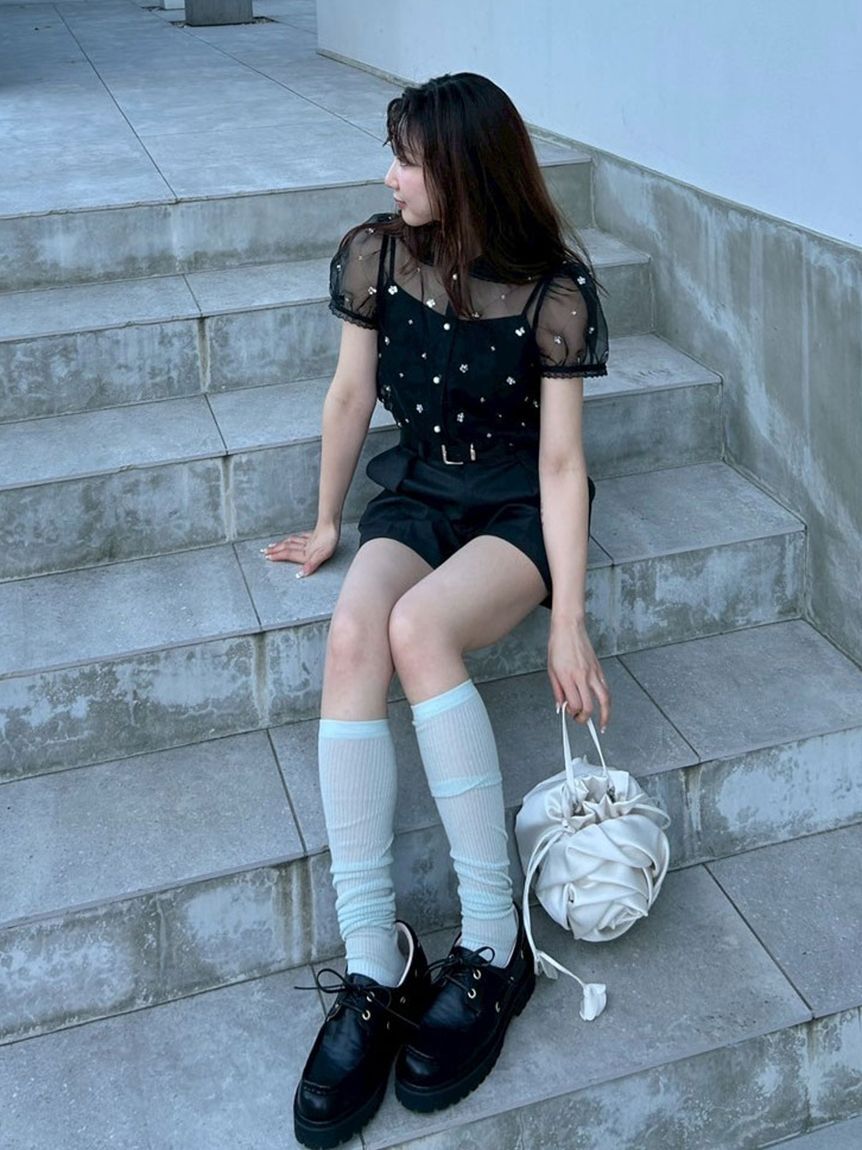 LILY BROWN「[L.B CANDY STOCK]ラウンドカラービジューブラウス」|シャツ・ブラウス|