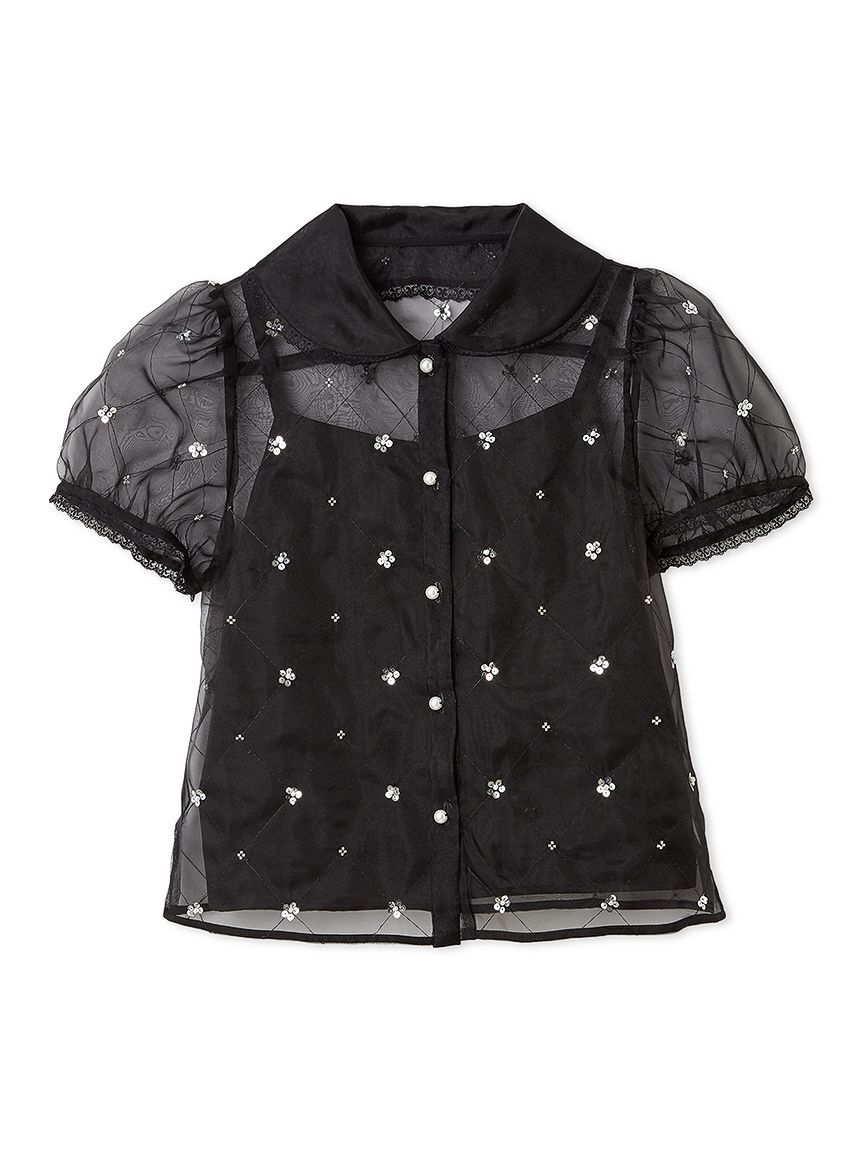 LILY BROWN「[L.B CANDY STOCK]ラウンドカラービジューブラウス」|シャツ・ブラウス|