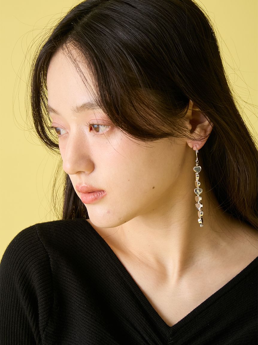 LILY BROWN「メタルハートチェーンハートピアス」|ピアス|