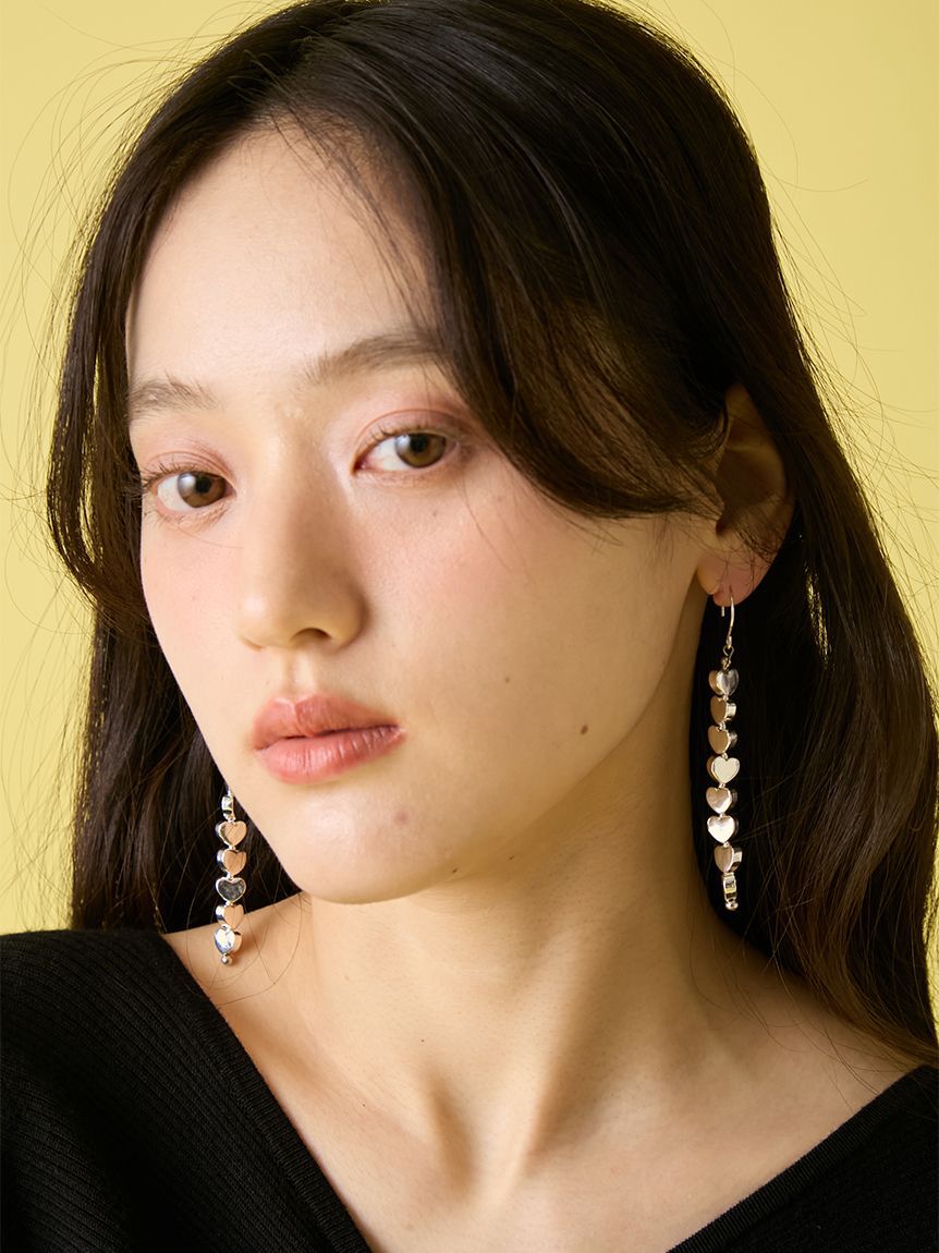 LILY BROWN「メタルハートチェーンハートピアス」|ピアス|