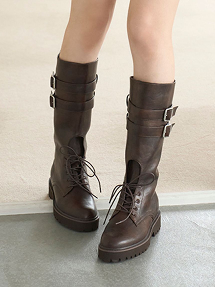 LILY BROWN「レースアップロングブーツ」|ロングブーツ|